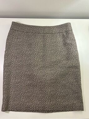 LOFT Brown and Cream Animal-Print Pencil Skirt